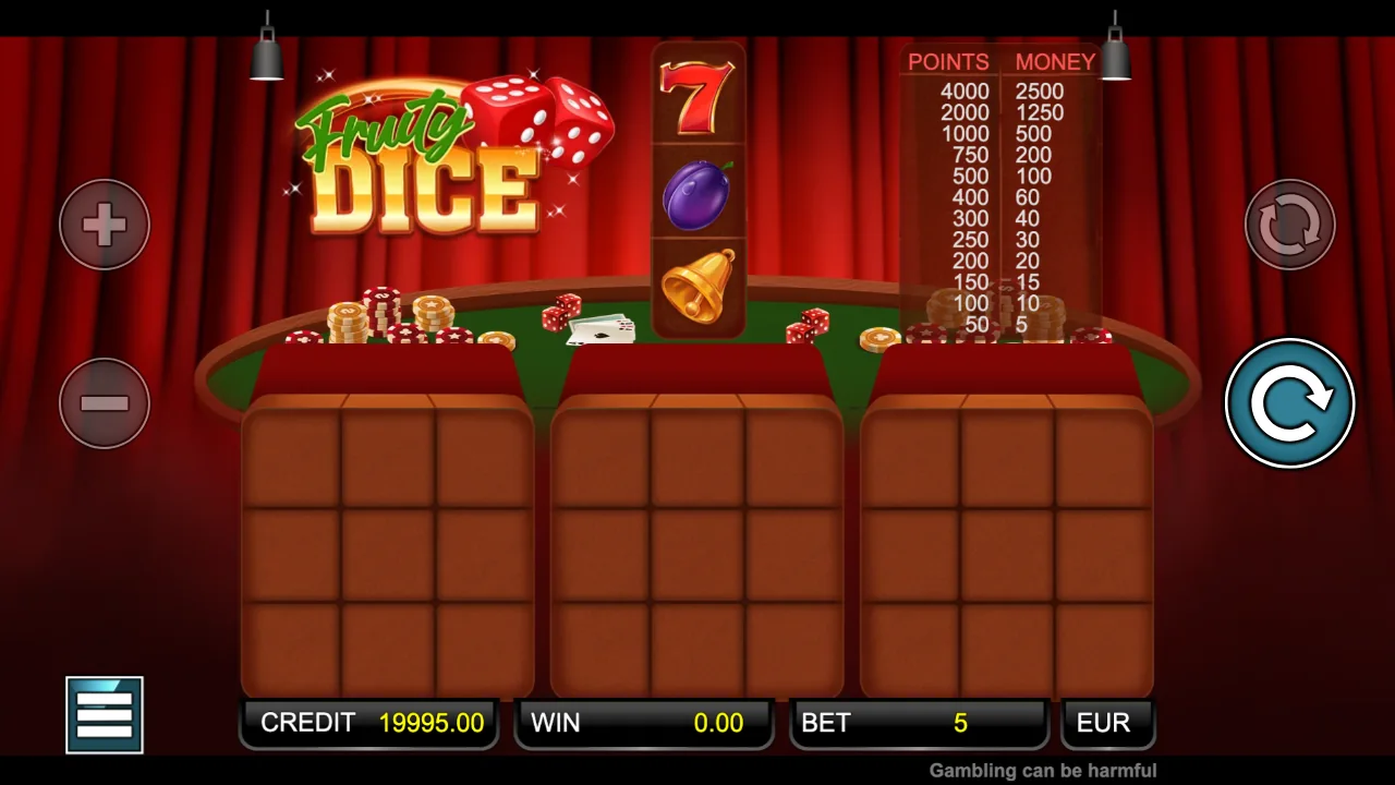 Fruity Dice loaded gameplay interface with active controls visible