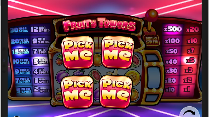 Fruity Towers slot gameplay — classic fruit cabinet themed reels