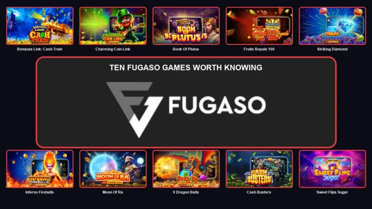Ten Fugaso games arranged around the large official Fugaso logo