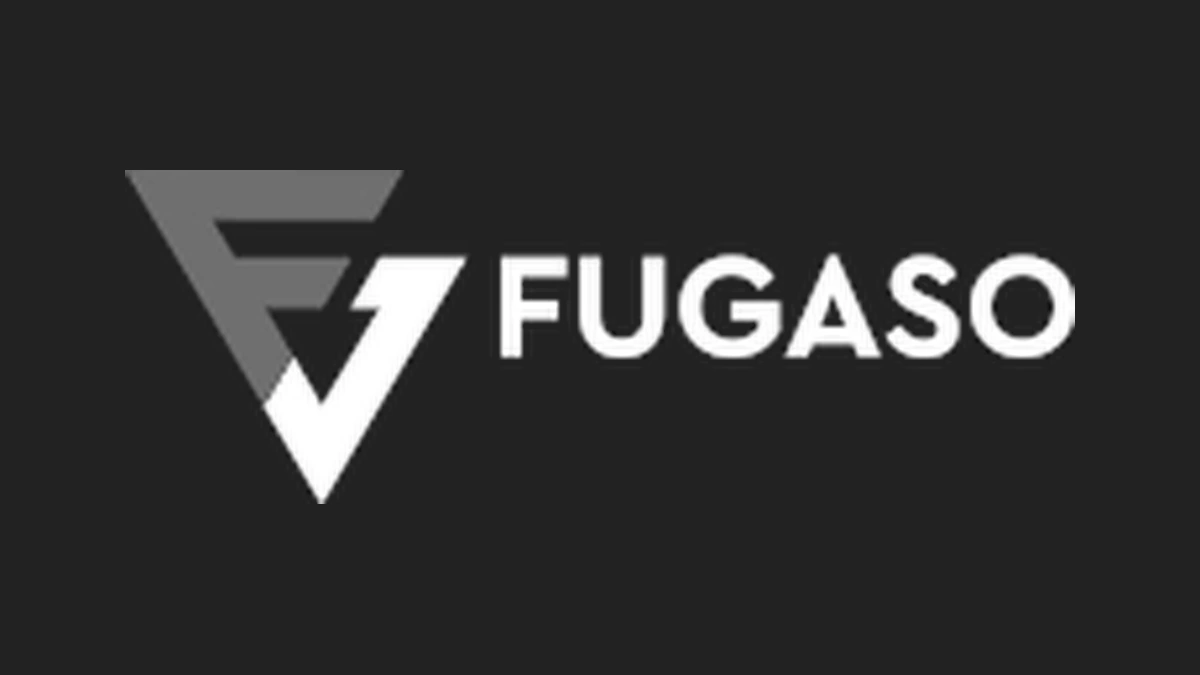 Large Fugaso logo on one continuous matching charcoal background