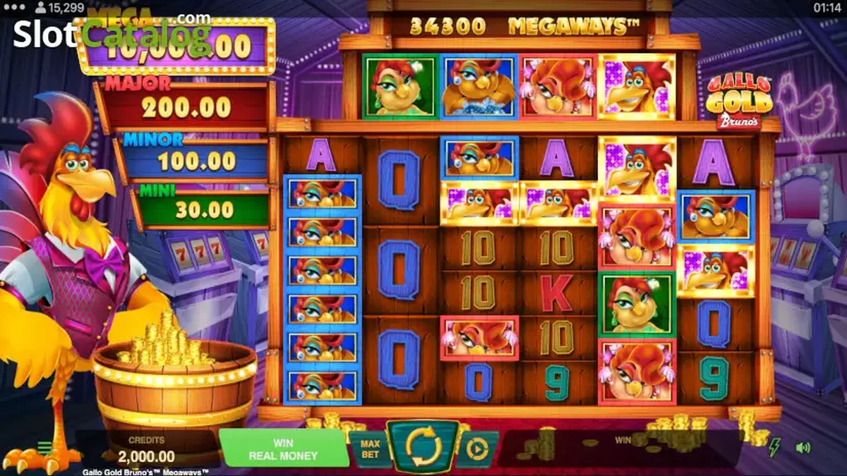 Gallo Gold Bruno's Megaways gameplay screenshot showing the reels and game interface