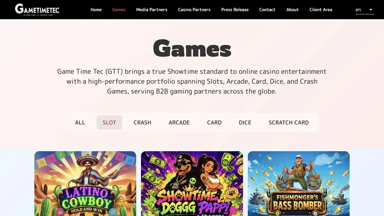 Clean capture of the official GameTimeTec website