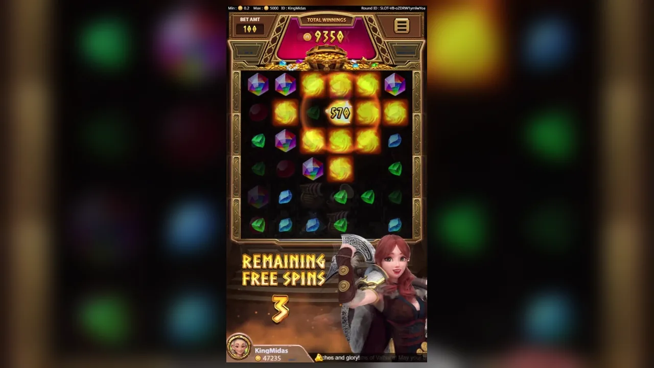 Gems of Valhalla official loaded gameplay interface with active controls visible