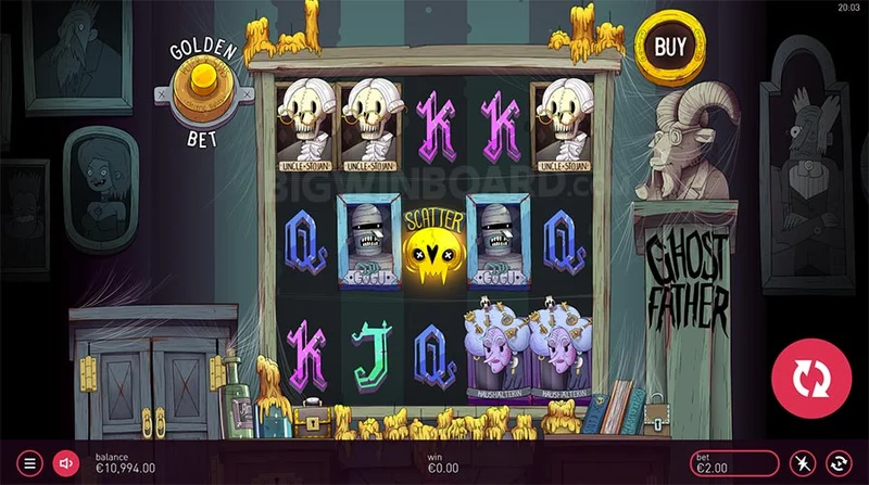 Ghostfather slot gameplay — mafia mansion reels