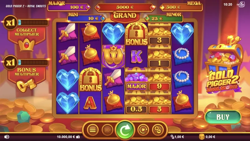 Gold Pigger 2 Royal Snouts gameplay screenshot showing the reels