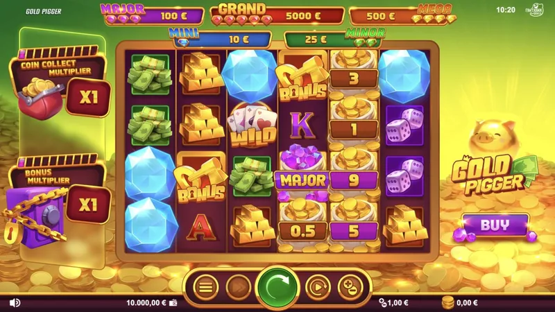 Gold Pigger gameplay screenshot showing the reels
