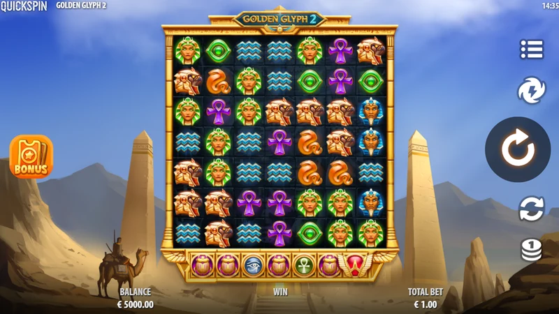 Golden Glyph 2 slot gameplay — Egyptian cluster grid sequel