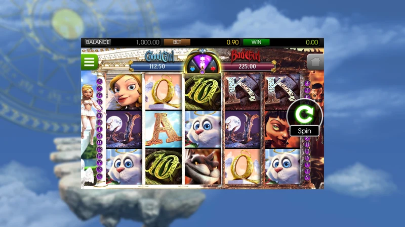 Good Girl Bad Girl slot gameplay — angel and devil themed reels