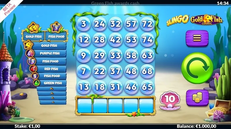 Slingo Gold Fish gameplay