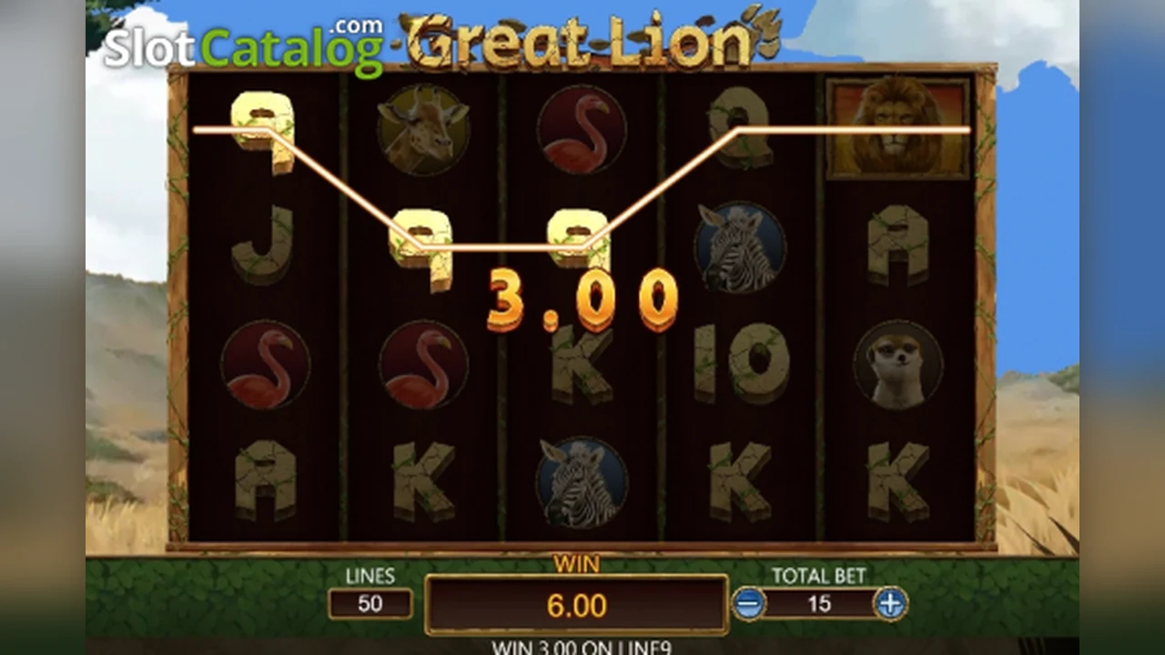 Great Lion loaded gameplay interface with active controls