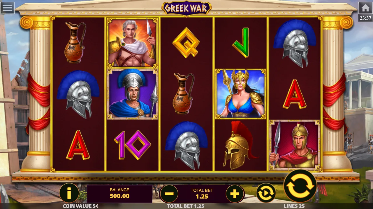 Greek War official loaded gameplay interface with active controls visible