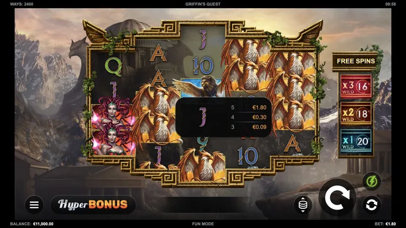 Griffin’s Quest gameplay screenshot showing the reels