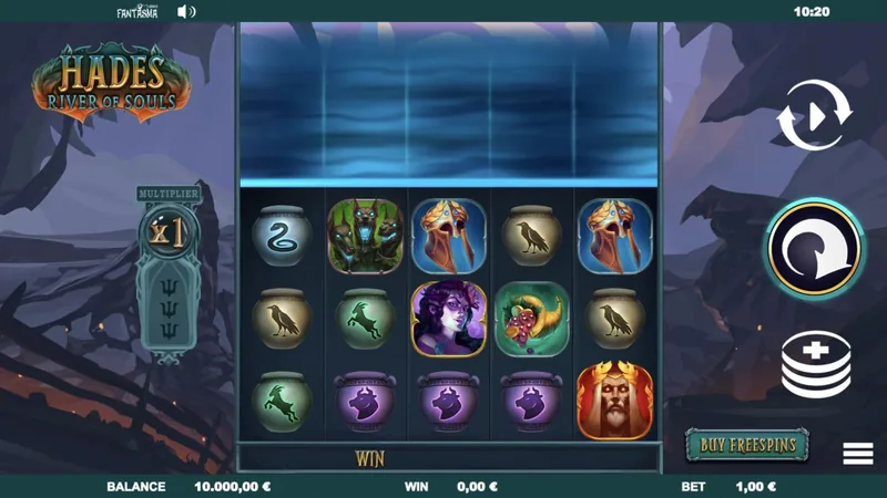 Hades: River of Souls gameplay screenshot showing the reels