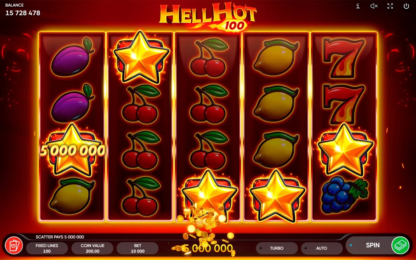 Hell Hot 100 gameplay screenshot showing the reels or game interface