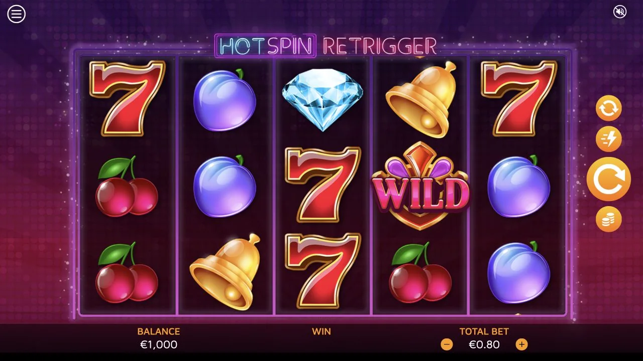Hot Spin Retrigger gameplay screenshot showing the playing interface