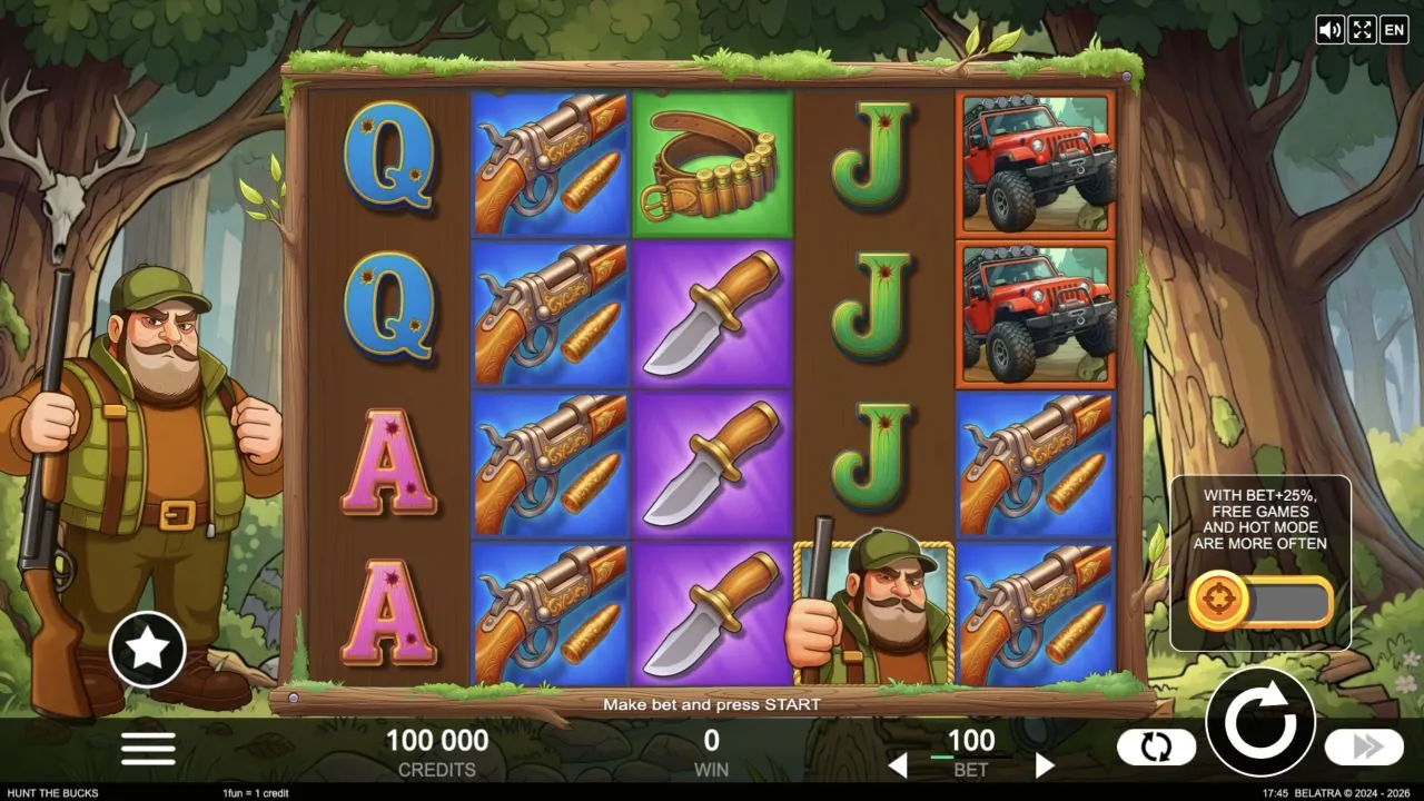 Hunt the Bucks loaded gameplay interface with playing area and controls visible