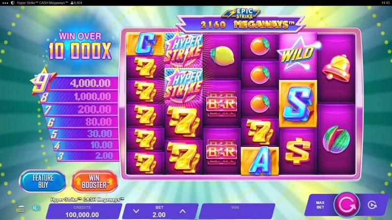 Hyper Strike Cash Megaways slot gameplay — retro fruit cash reels