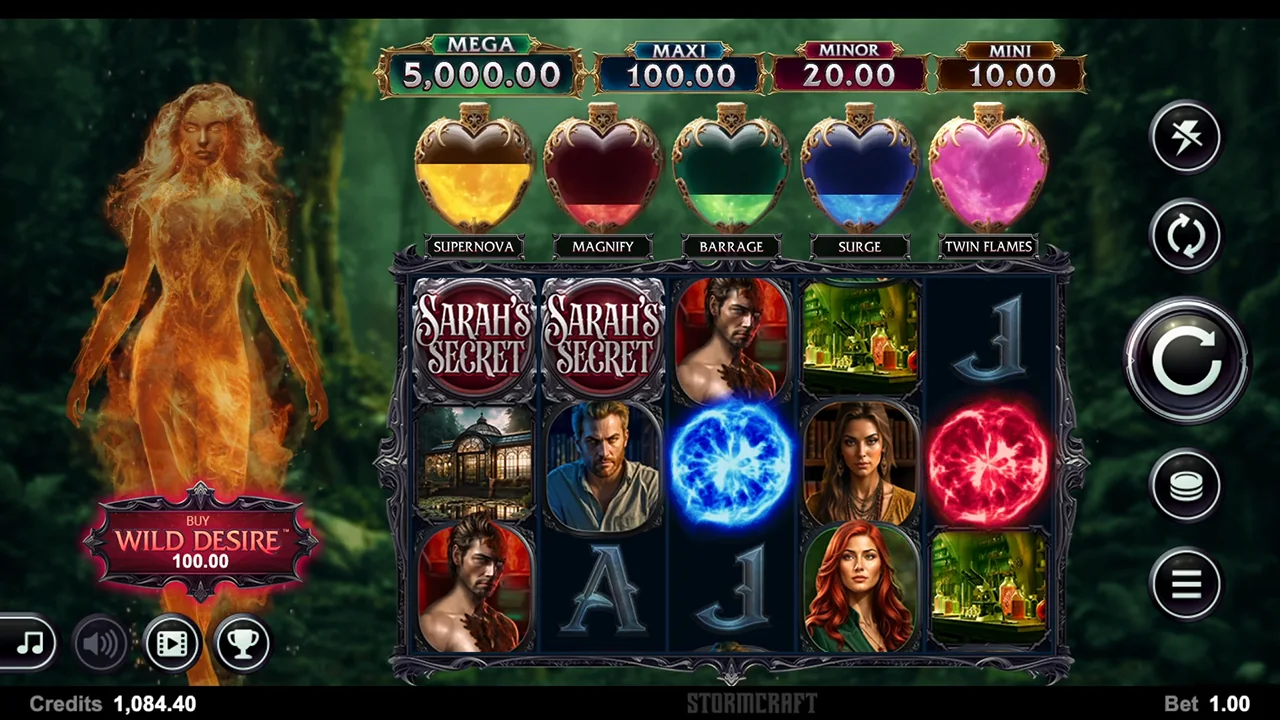 Immortal Romance Sarah&rsquo;s Secret gameplay screenshot showing the reels or game interface