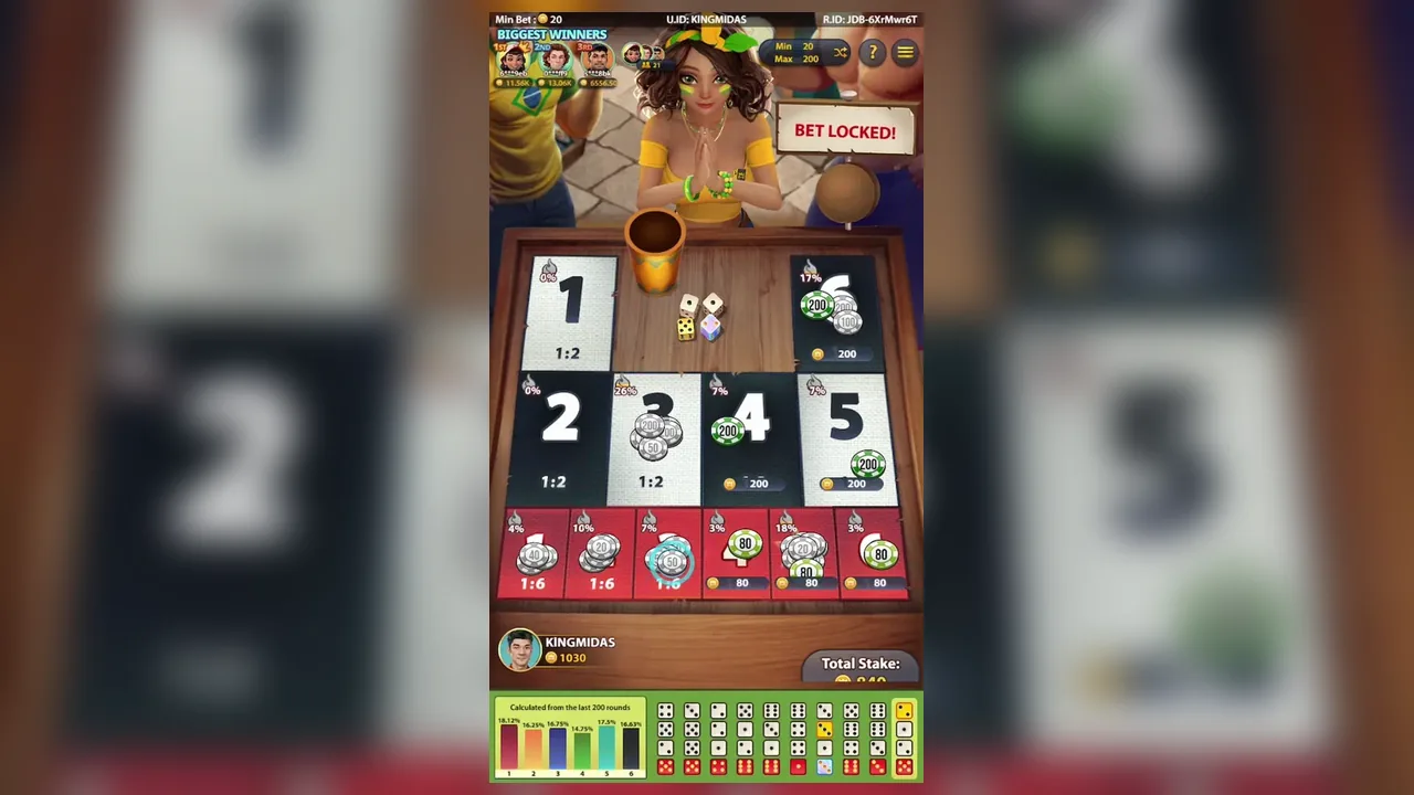 Jogo de Bozó official loaded gameplay interface with active controls visible