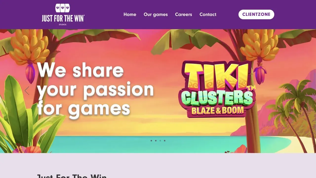 Just For The Win official website and game portfolio