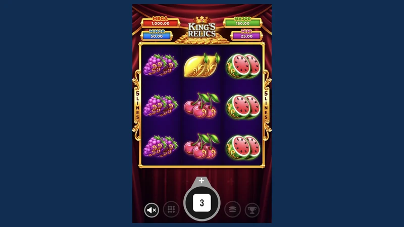 King's Relics slot gameplay — ancient treasure jackpot reels