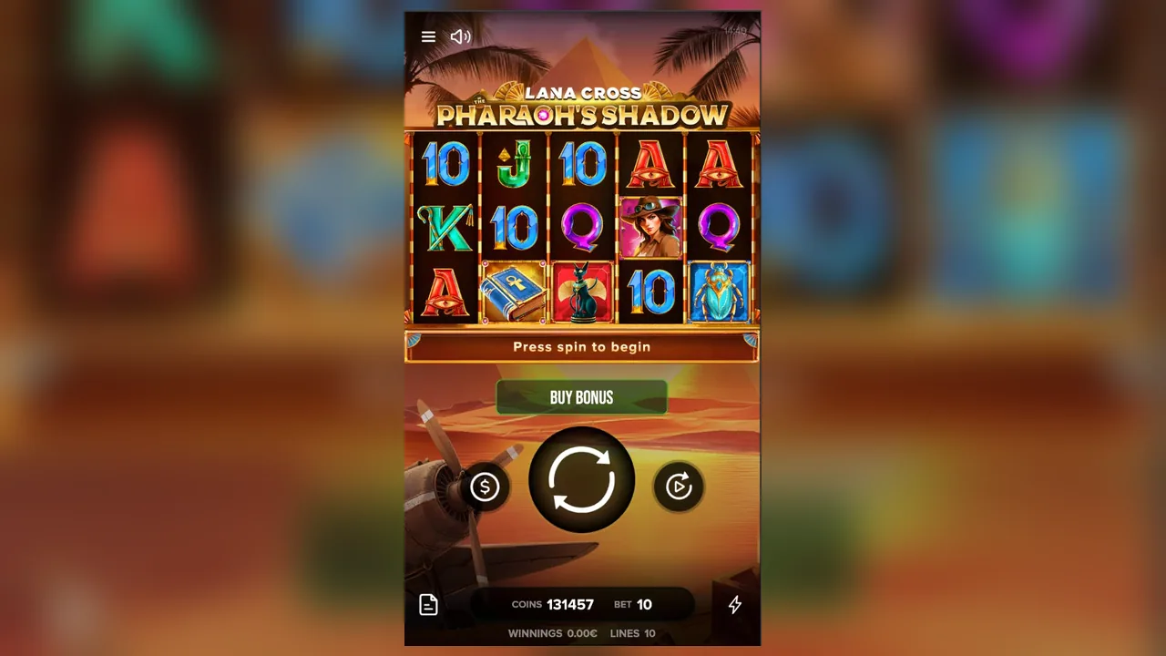 Lana Cross in the Pharaoh's Shadow loaded gameplay interface with active controls