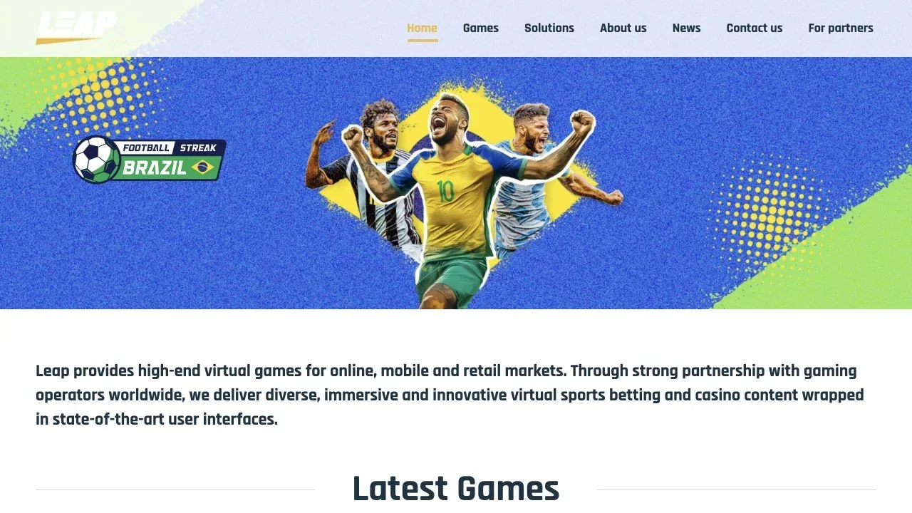 Clean capture of the official Leap Gaming website