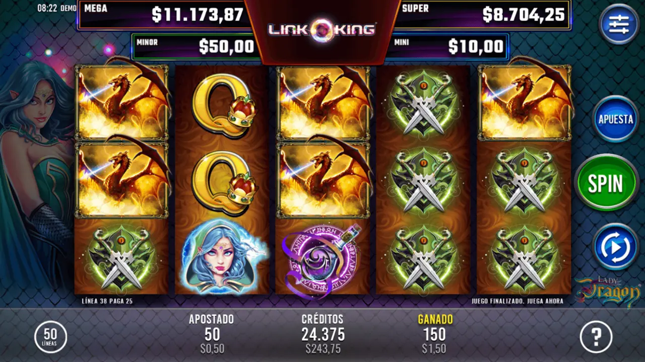 Link King Lady Dragon official loaded gameplay interface with active controls visible