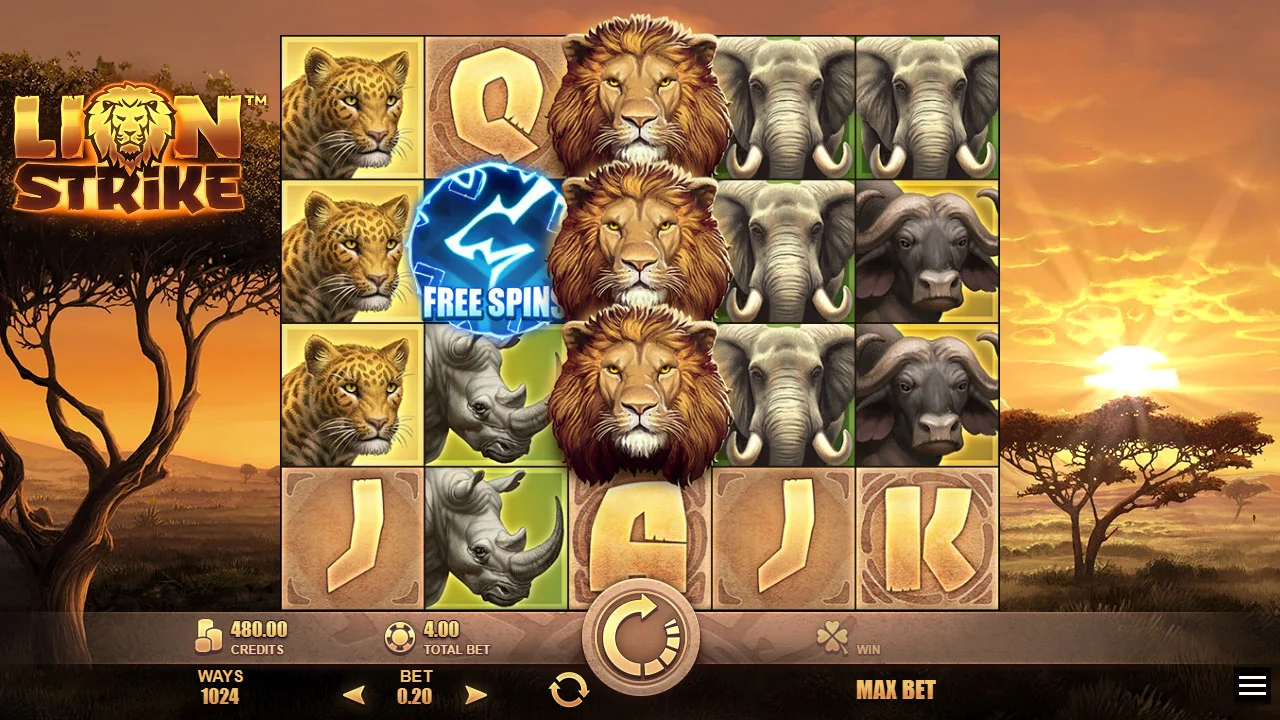 Lion Strike gameplay screenshot showing the playing interface