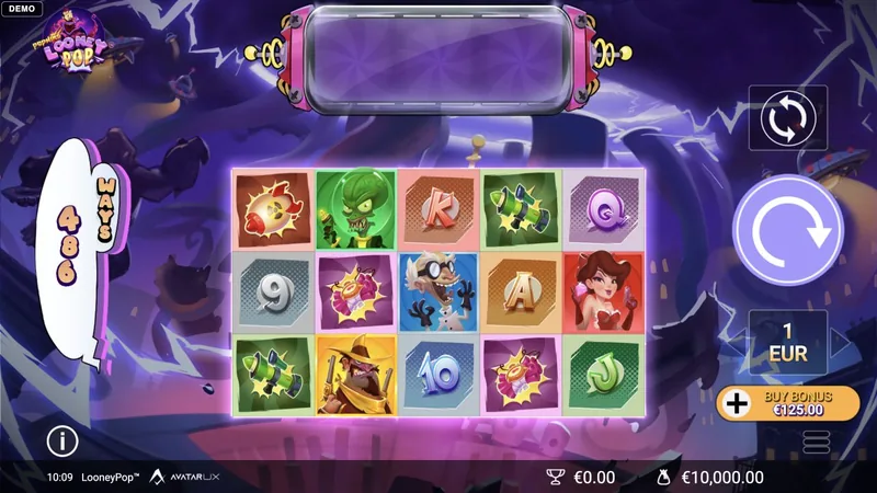 LooneyPop gameplay screenshot showing the reels