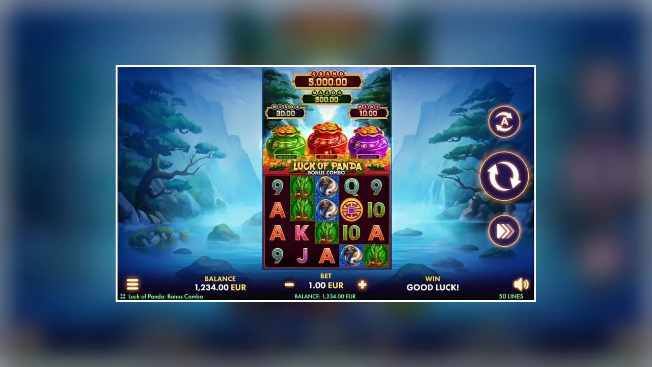 Luck of Panda Bonus Combo genuine loaded gameplay screen with the game interface visible