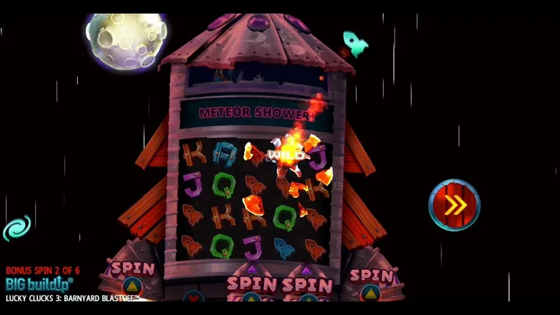 Lucky Clucks 3: Barnyard Blastoff gameplay screenshot showing the reels