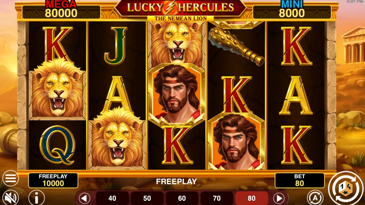 Lucky Hercules Hold And Win gameplay showing reels and controls