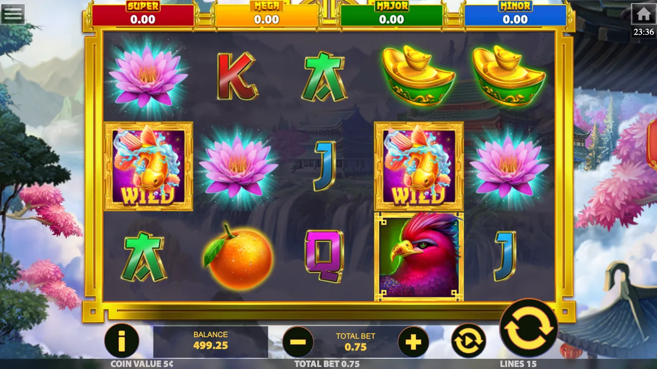 Lucky Koi Waters official loaded gameplay interface with active controls visible