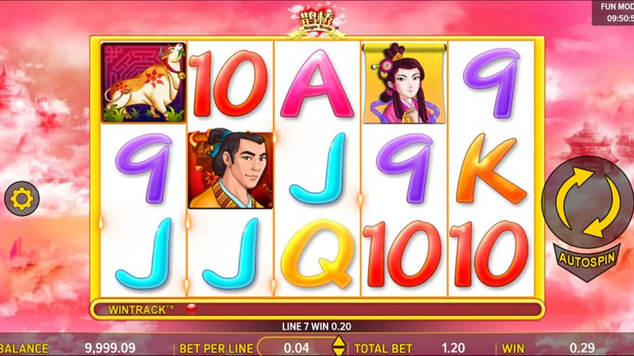 Magpie Bridge loaded gameplay screen with reels and controls