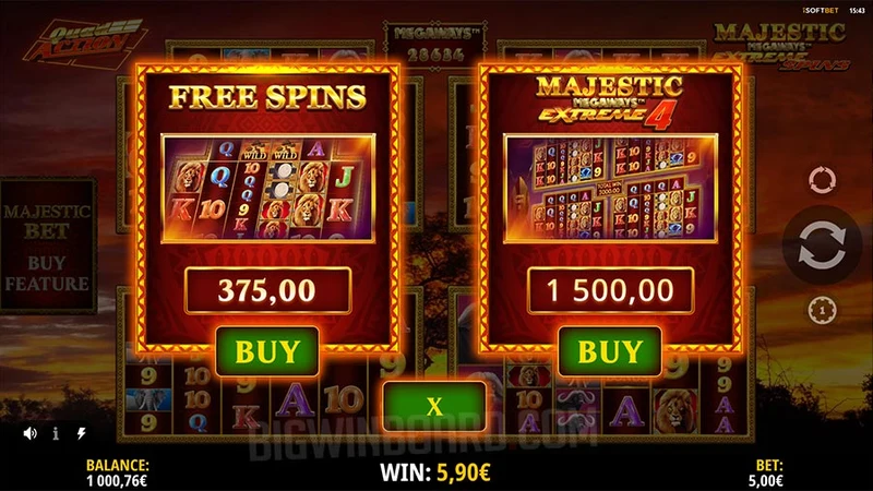 Majestic Megaways Extreme 4 slot gameplay — quad reel-set safari reels