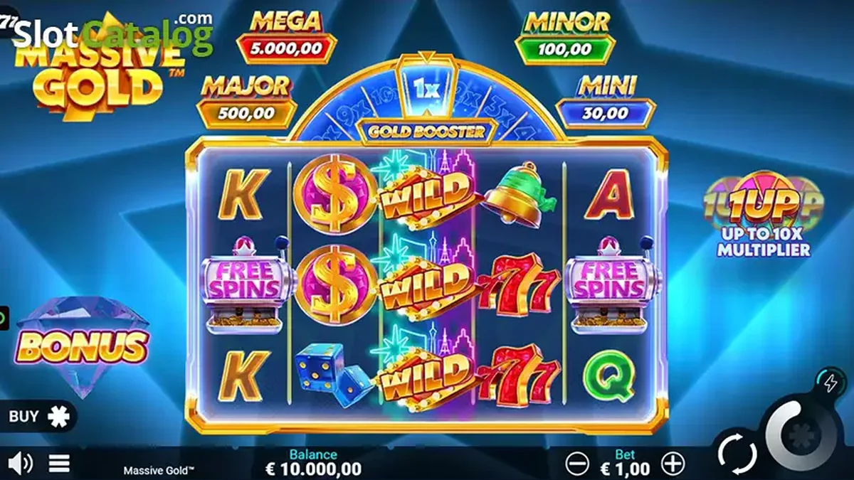 Massive Gold gameplay screenshot showing the reels and game interface