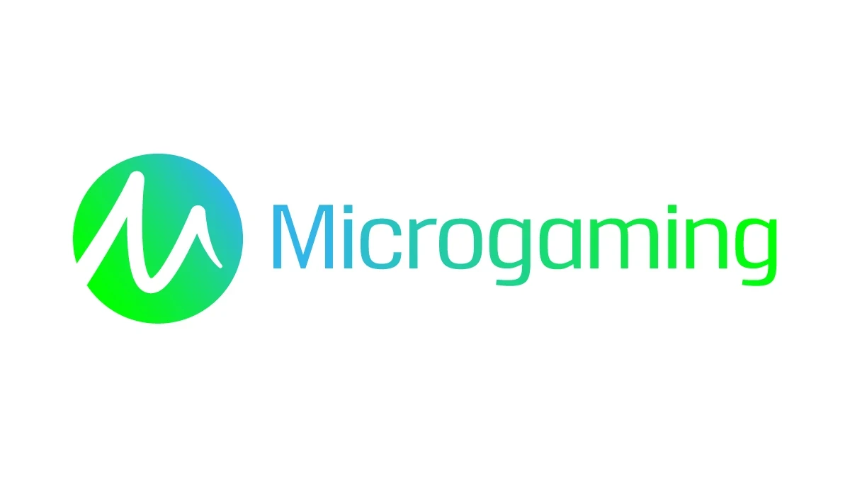 Microgaming provider logo on a continuous white background