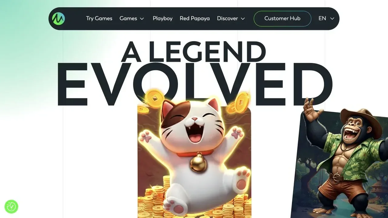 Clean view of the official Microgaming website