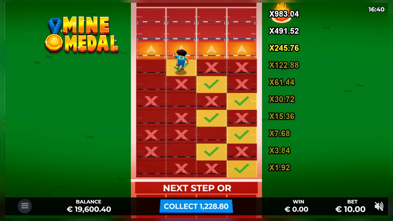 Mine Medal loaded gameplay interface with active controls