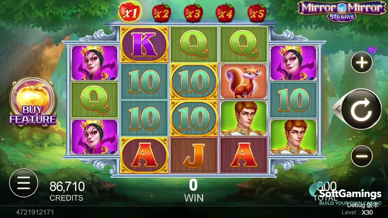 Mirror Mirror gameplay showing reels and controls