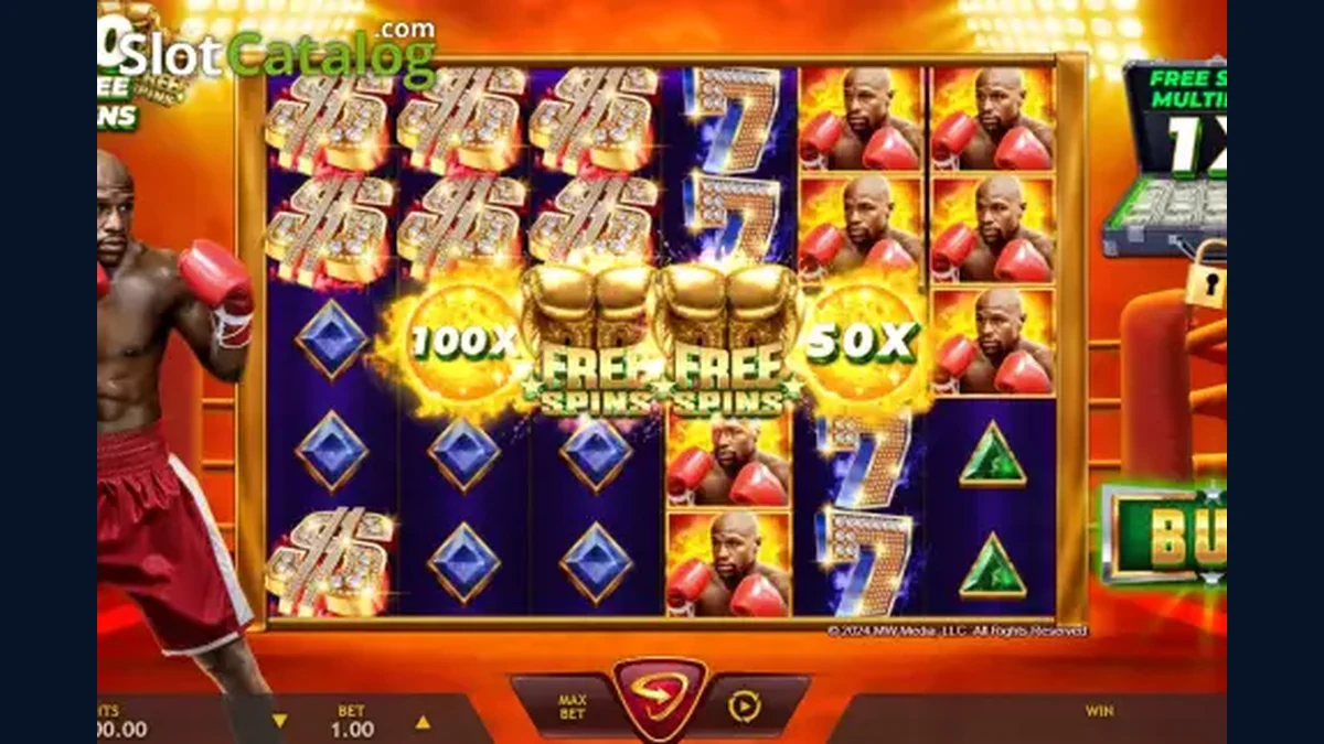 Money Mayweather gameplay screenshot showing the reels and game interface