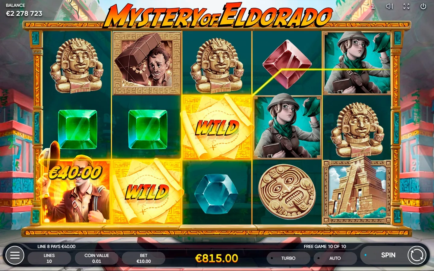 Mystery of Eldorado gameplay screenshot showing the reels or game interface