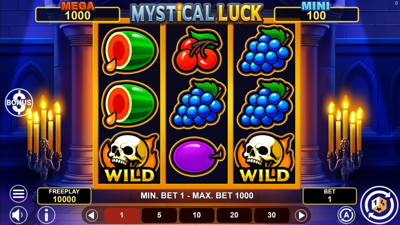Mystical Luck Hold And Win gameplay showing reels and controls