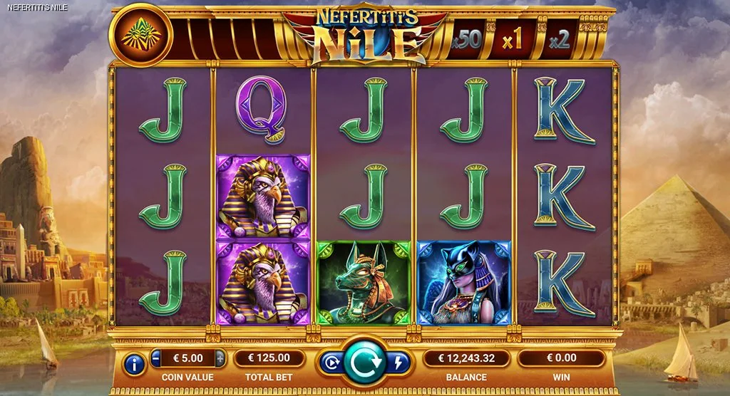 Nefertiti's Nile gameplay screenshot showing the reels or game interface