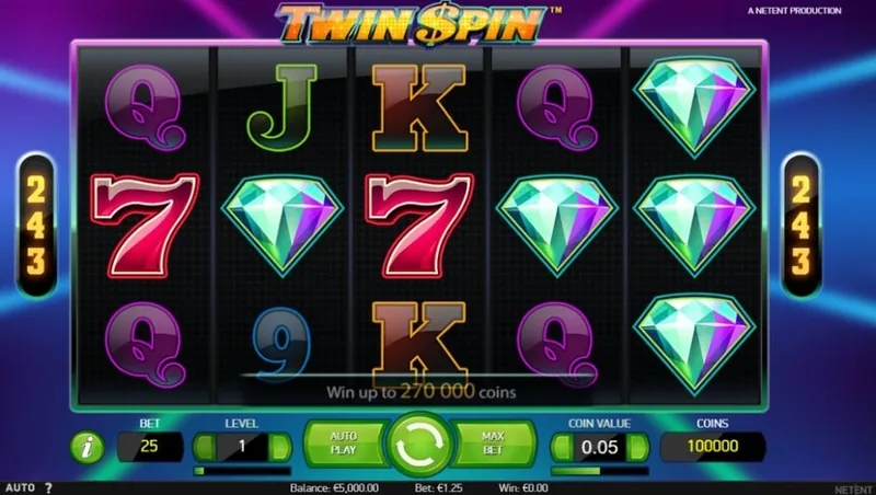 Twin Spin slot gameplay on the 243-ways grid