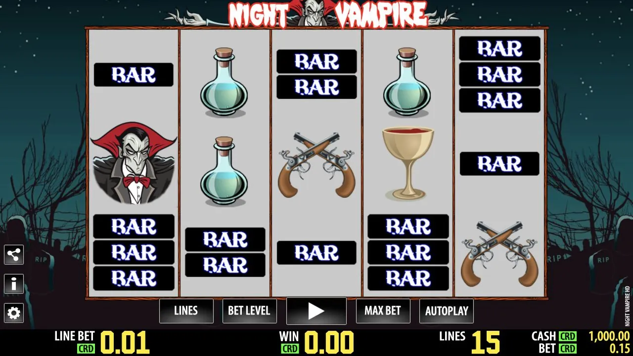 Night Vampire genuine loaded gameplay screen with controls visible