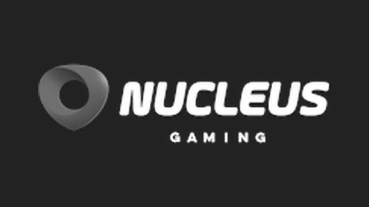 Large Nucleus Gaming logo on one continuous matching charcoal background