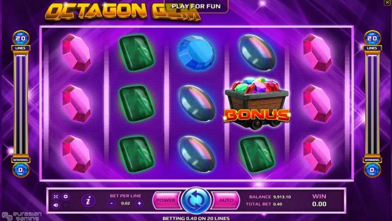 Octagon Gem loaded gameplay interface with reels and controls visible