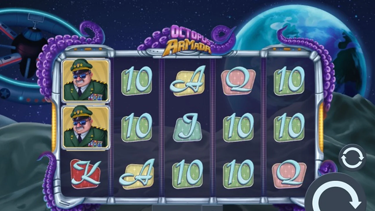 Octopus Armada gameplay showing reels and controls